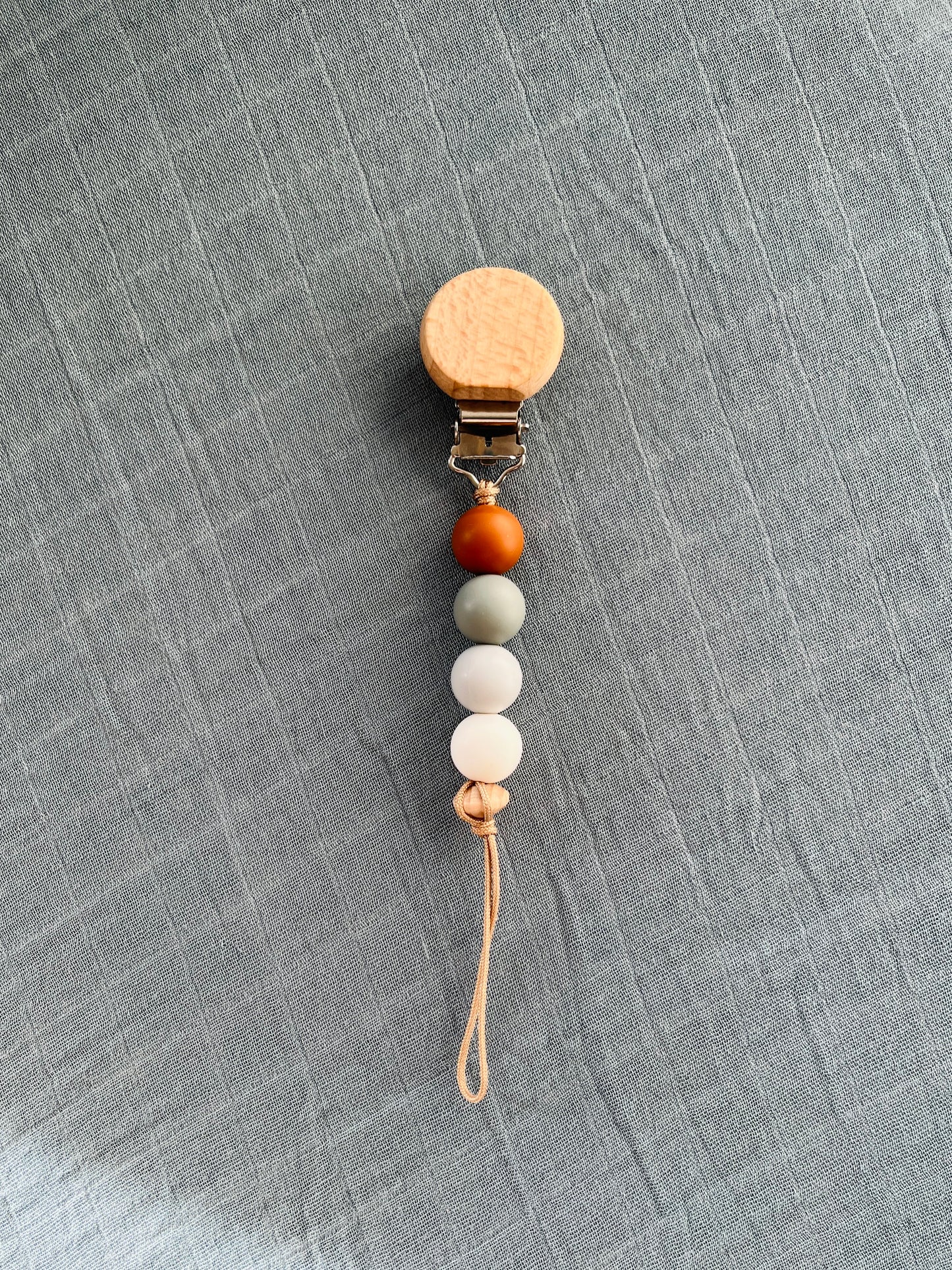 Pacifier Clip | Blue & Speckled Almond Mini