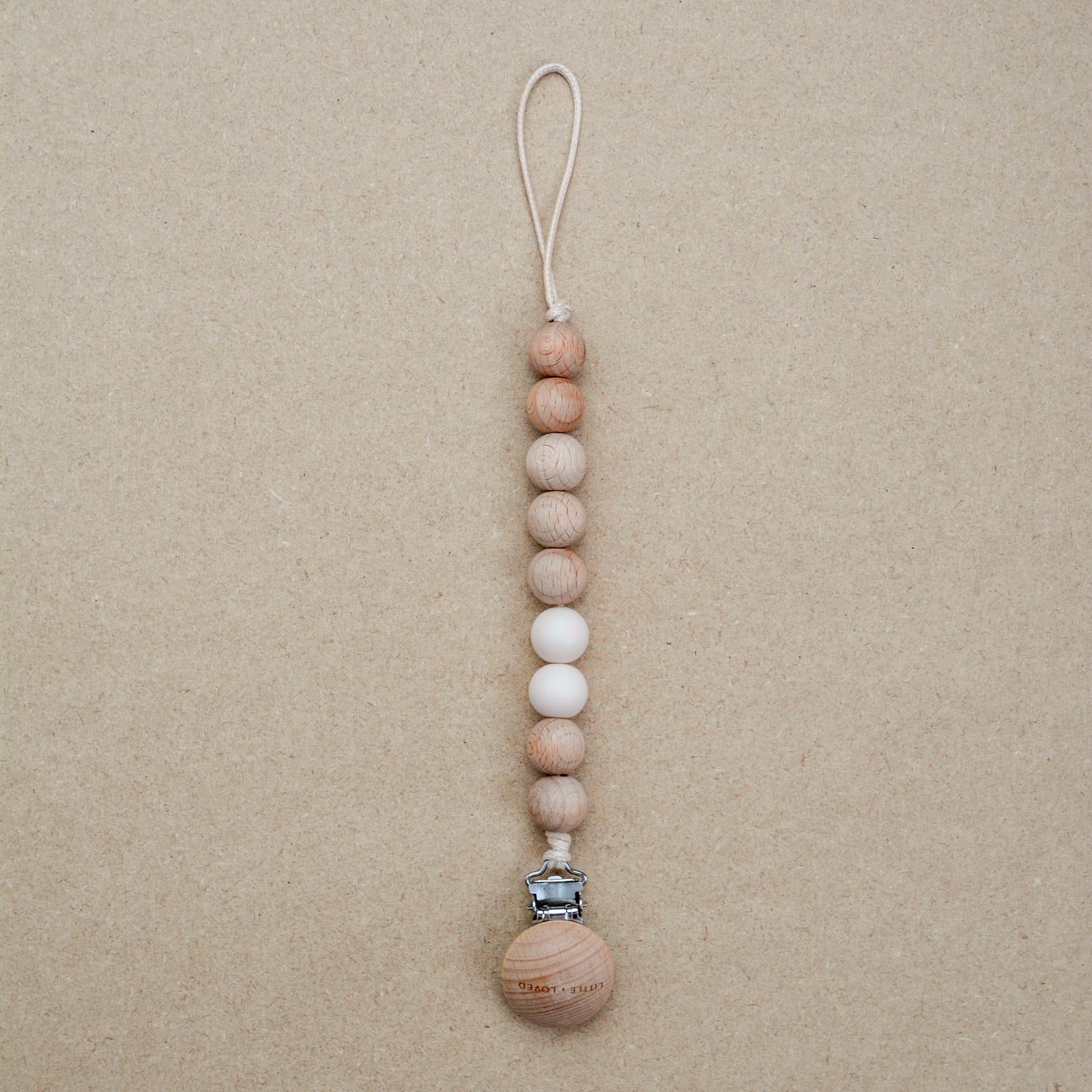 Pacifier Clip | White & Wood