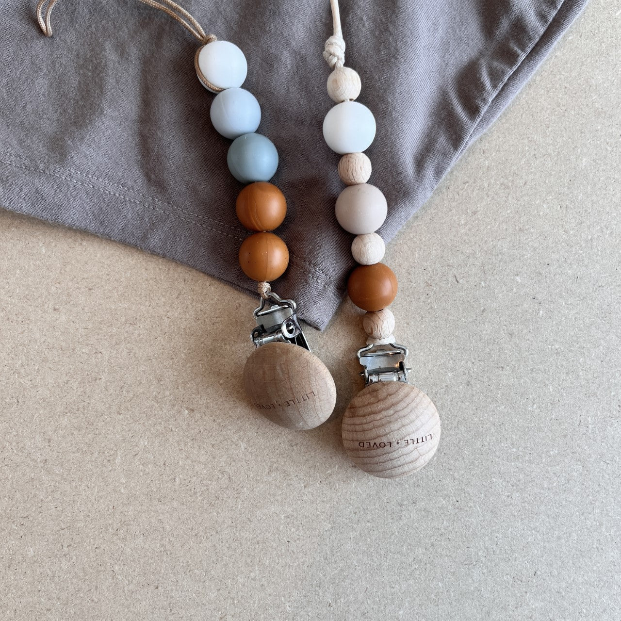 Pacifier Clip | Ivory & Almond Mini