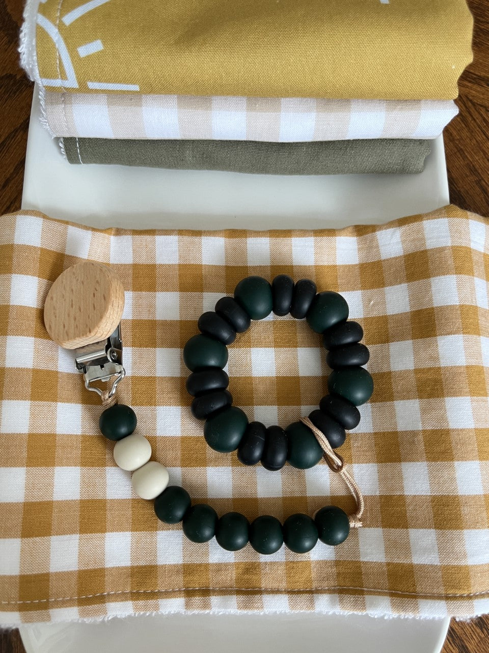 Pacifier Clip | Winter Green & Wool