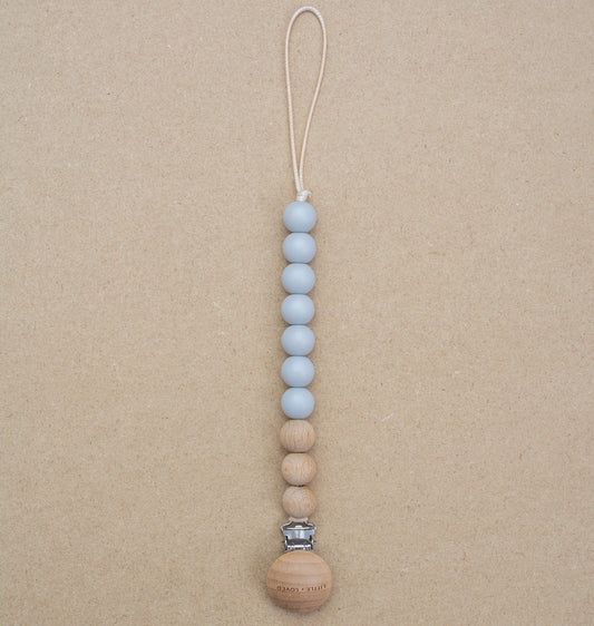 Pacifier Clip | Light Blue & Wood