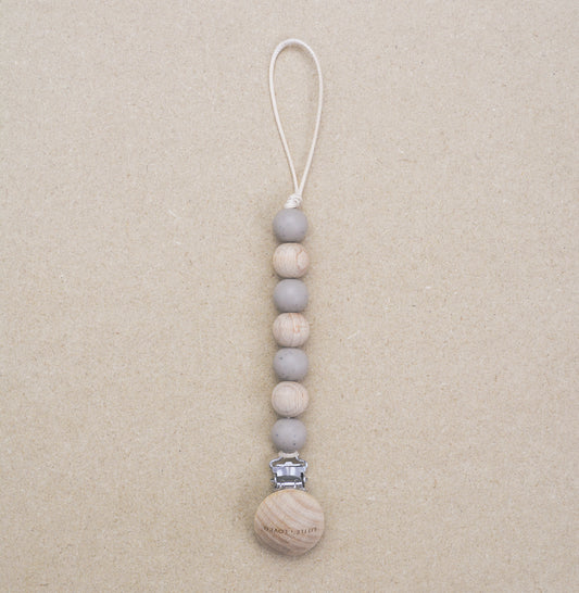 Pacifier Clip | Speckled Grey & Wood