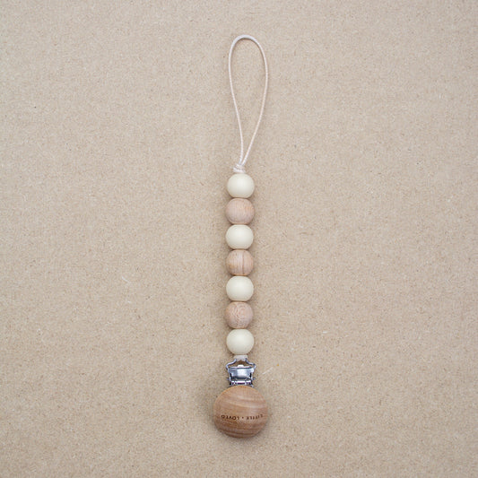 Pacifier Clip | Wood & White